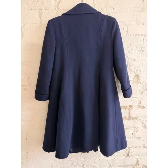 Vintage Young Gallery Navy Wool Military Coat Women’s Size 8 Double Breasted - Picture 2 of 9